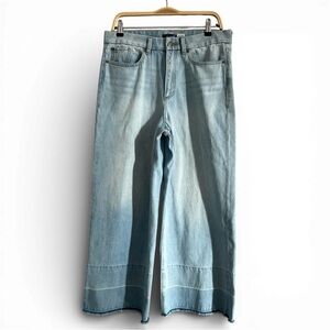 1 STATE Wide Leg Cropped Jeans Light Wash Raw Hem Panel Denim Size 30